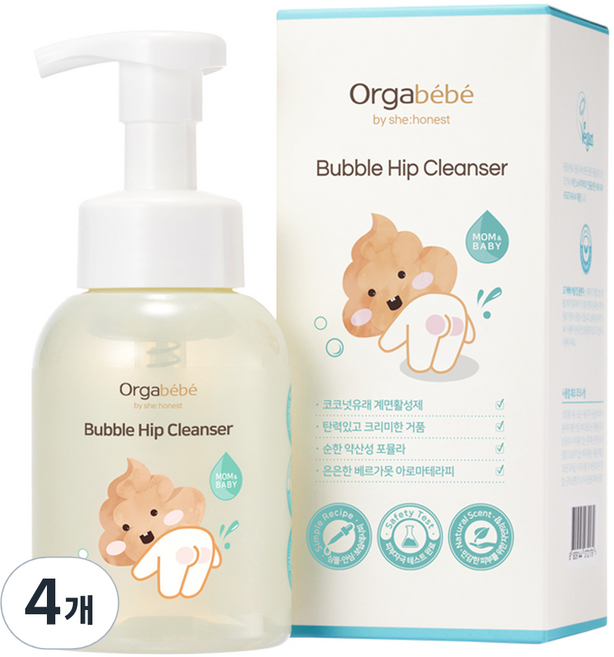 오가베베 버블 아기 엉덩이 클렌저, 300ml, 4개