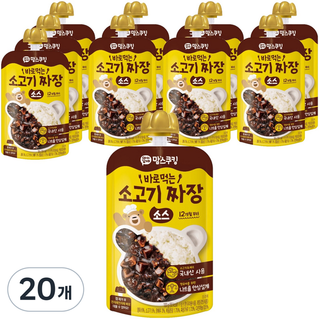 아이꼬야 맘스쿠킹 바로먹는 안심소스, 소고기 짜장, 100g, 20개