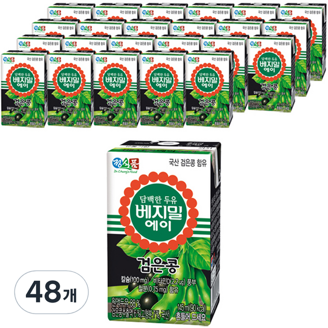 베지밀 에이 담백한 검은콩 두유, 145ml, 48개