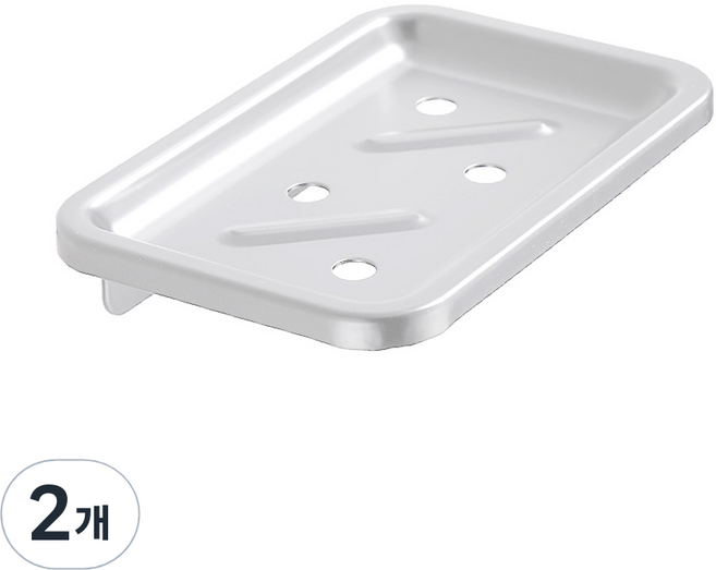 모나코올리브 메탈라인 플레인 비누받침, 실버, 2개