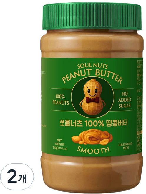 파이토메이드 쏘울너츠 땅콩버터 스무스, 2개, 500g