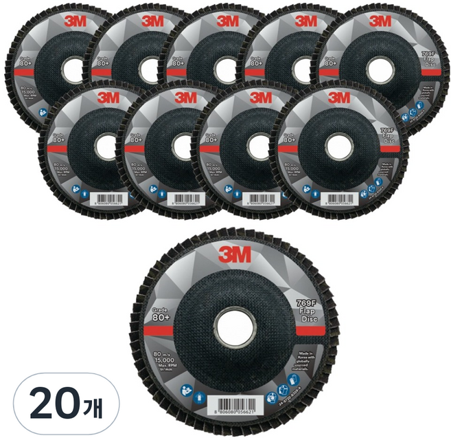 쓰리엠 큐비트론2 플랩 디스크 그라인더용 날개 페파 80방 100mm, 20개