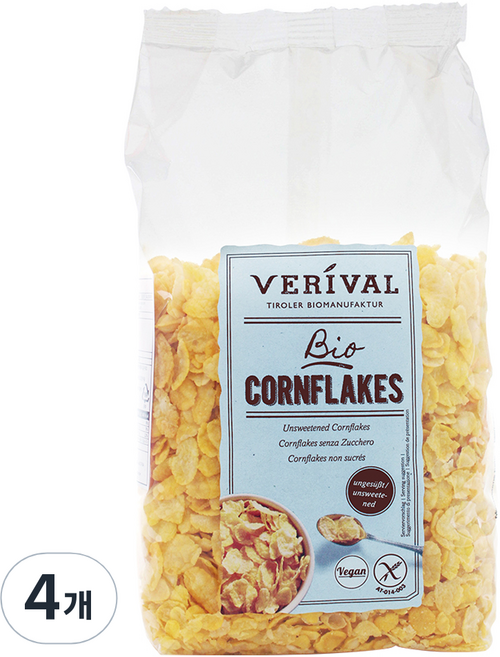 베리발 무가당 유기농 콘플레이크, 250g, 4개