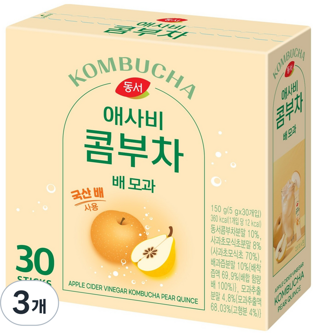 DONGSUH 東西食品 蘋果醋康普茶 梨 梨子, 5g, 3個, 30入