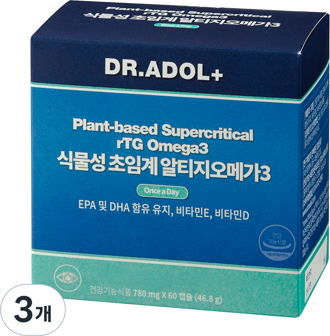 Dradol 植物性超臨界rTG Omega-3, 3個, 60錠