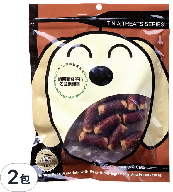 T.N.A. 悠遊 鮮點系列 寵物零食, 紐西蘭鮮羊片佐蔬果雞柳, 170g, 2包