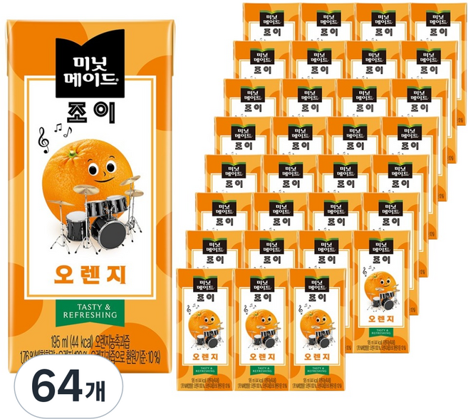 미닛메이드 조이 오렌지, 195ml, 64개