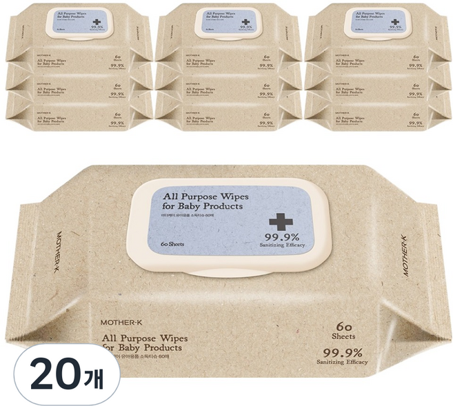 마더케이 유아용 소독티슈 캡형, 45g, 60매, 20개