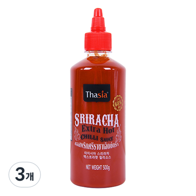 Thasia 是拉差特辣辣椒醬 辣椒含量68%, 3個, 500g