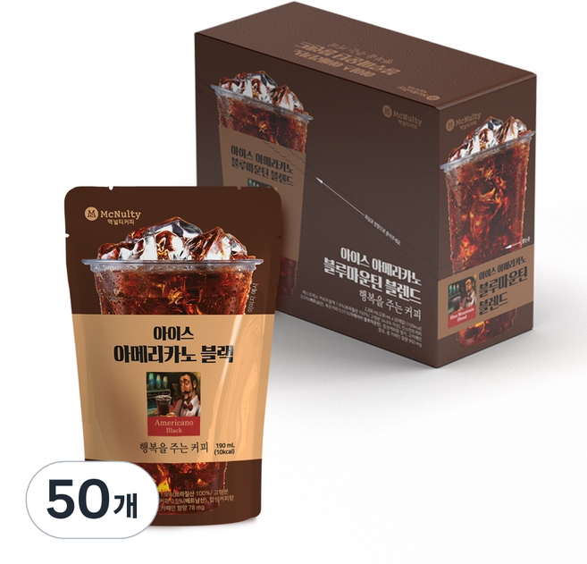 맥널티커피 아이스 아메리카노 블랙, 190ml, 50개