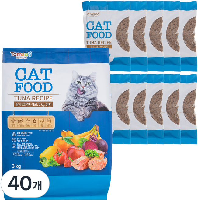 탐사 고양이 사료 참치, 300g, 40개, 생선
