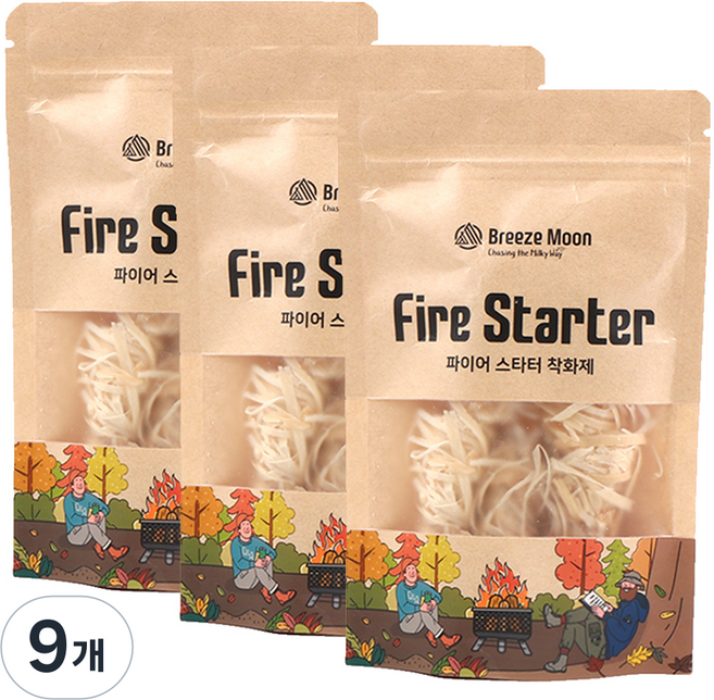 브리즈문 우드 고체연료 파이어스타터 착화제, 50g, 9개