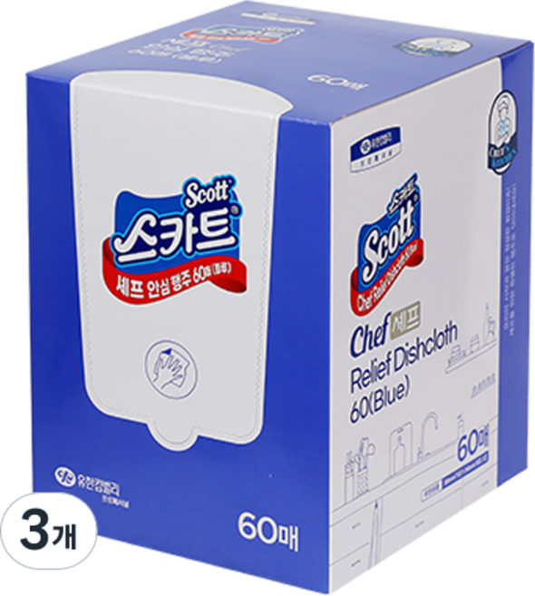 스카트 셰프 안심 행주, 60개입, 3개
