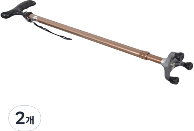 에코라이프 고급 알루미늄 합금 세발 장수 지팡이, 구리색, 2개