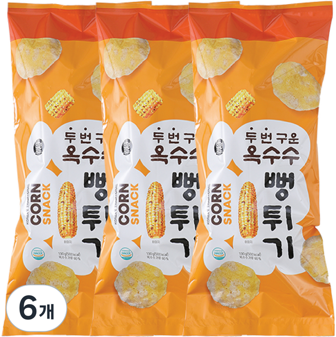번영푸드 두번 구운 옥수수 뻥튀기, 6개, 130g