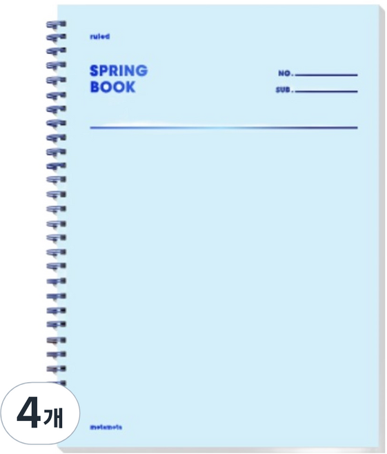 모트모트 스프링 룰드 유선노트, 세레니티, 4개