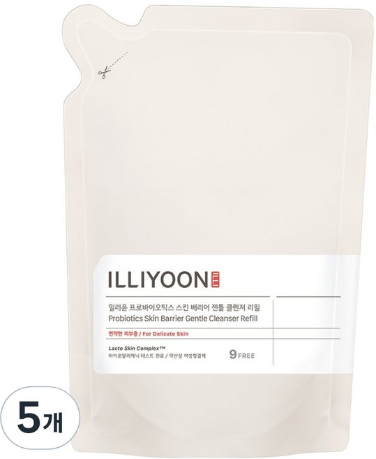 일리윤 프로바이오틱스 스킨 배리어 젠틀 클렌저 약산성 여성청결제 리필, 250ml, 5개