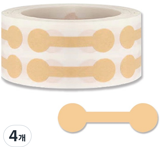 아이엔피 롤 라벨스티커 벨베이지 1.1 x 4.2 cm FF01, 혼합색상, 4개