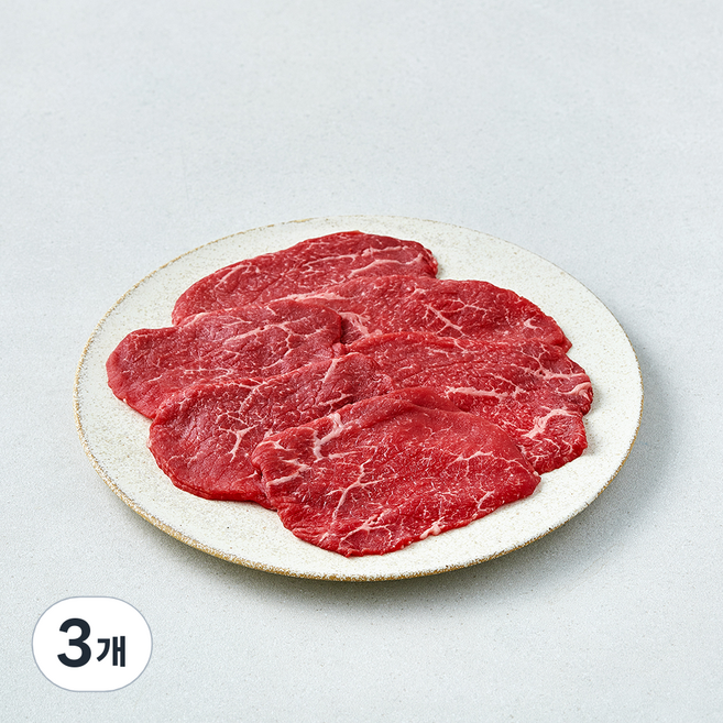 설성목장 무항생제 인증 한우 우둔 육전용 1+등급 (냉장), 3개, 300g