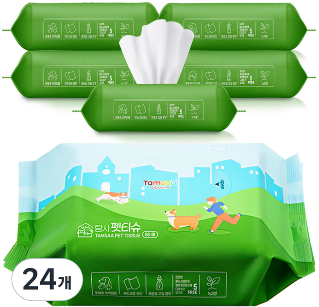탐사 펫티슈 동물용의약외품 물티슈, 80개입, 24개