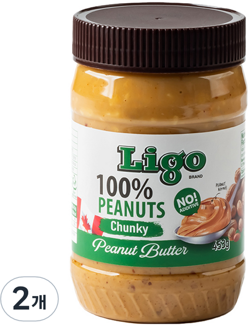 리고 100% 땅콩버터 청키, 453g, 2개