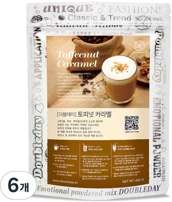 더블데이 토피넛 카라멜 라떼 파우더, 800g, 6개