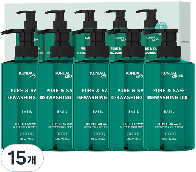 쿤달 딥 클린 주방세제 바질향, 500g, 15개