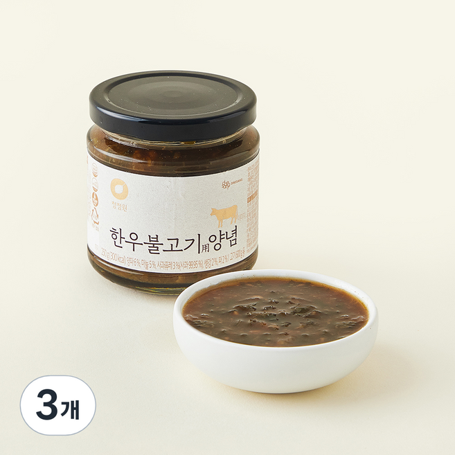 청정원 한우불고기양념 (냉장), 250g, 3개
