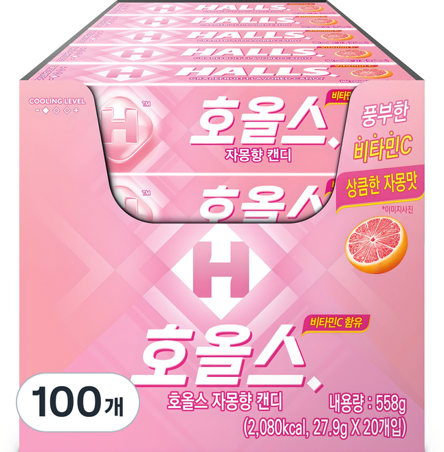 HALLS 條裝葡萄柚糖果, 27.9g, 100個