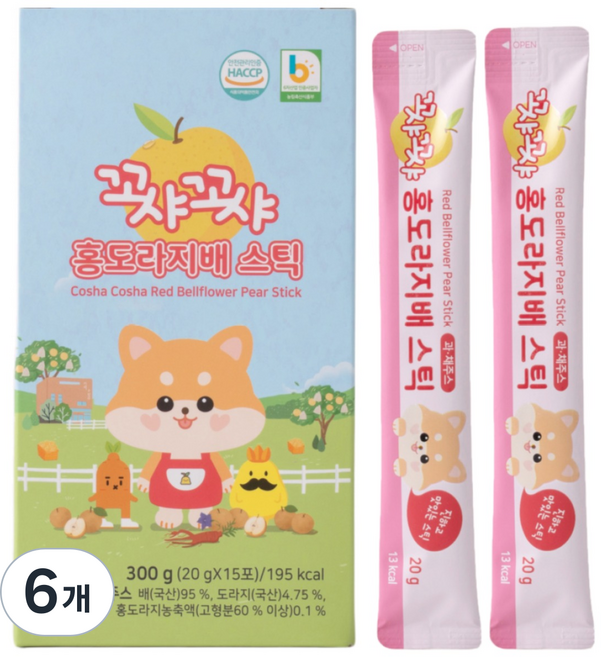 꼬샤꼬샤 홍도라지배 스틱 15p, 300g, 6개