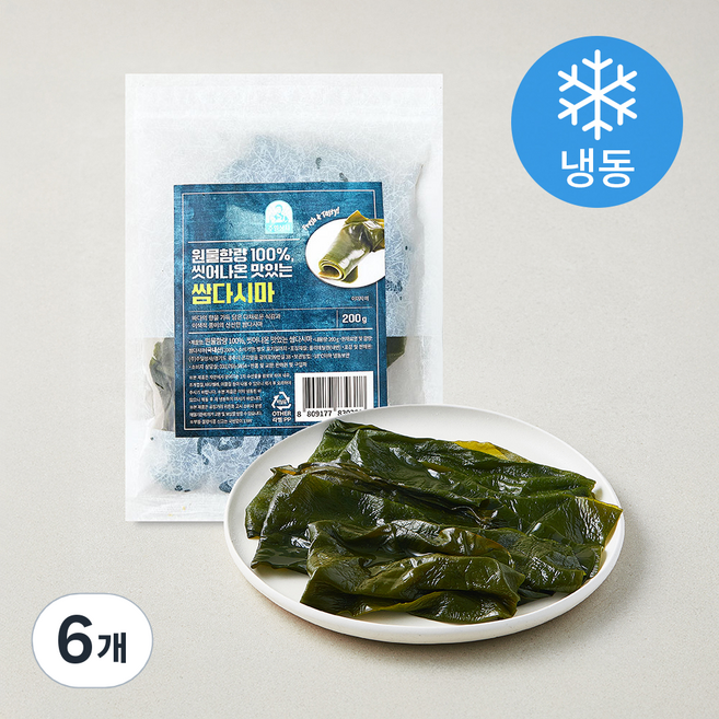 주일상사 원물함량 100% 씻어나온 맛있는 쌈다시마 (냉동), 6개, 200g