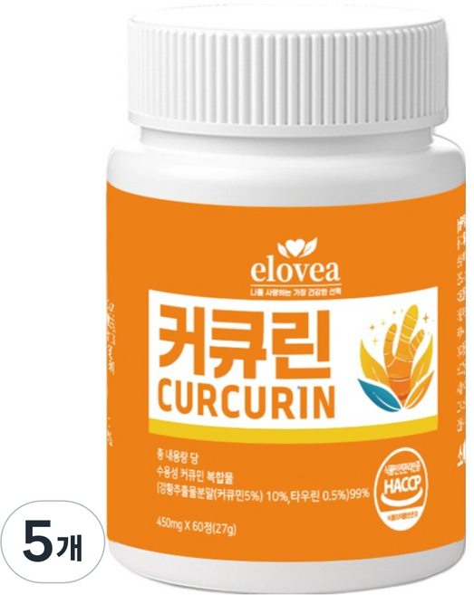 엘로비아 수용성 커큐민 27g, 5개, 60정