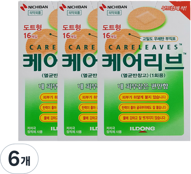 케어리브 멸균반창고 도트형, 16개입, 6개