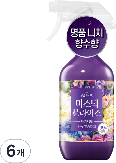 아우라 퍼퓸 섬유탈취제 미스틱 문라이즈 본품, 490ml, 6개
