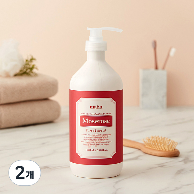 큐어실드 마온 약산성 헤어트리트먼트 모스로즈 로즈향, 1L, 2개