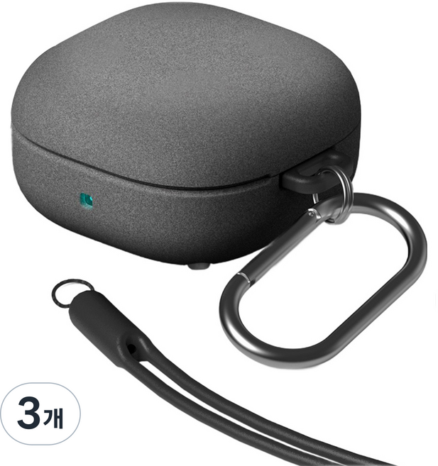 케이맥스 페블 케이스+ 카라비너 + 실리콘 목걸이줄 세트, 갤럭시 버즈2프로, 버즈2, 버즈프로, 버즈라이브, 샌드, 3개