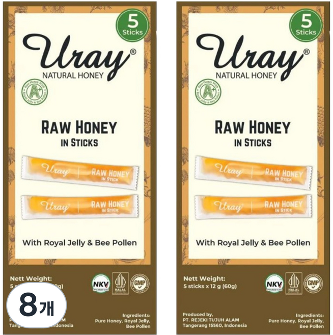 우라이 허니 에이플러스 스틱 5p, 60g, 8개