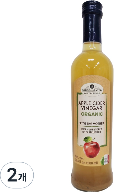 발베로 유기농 애플사이다비니거, 2개, 500ml