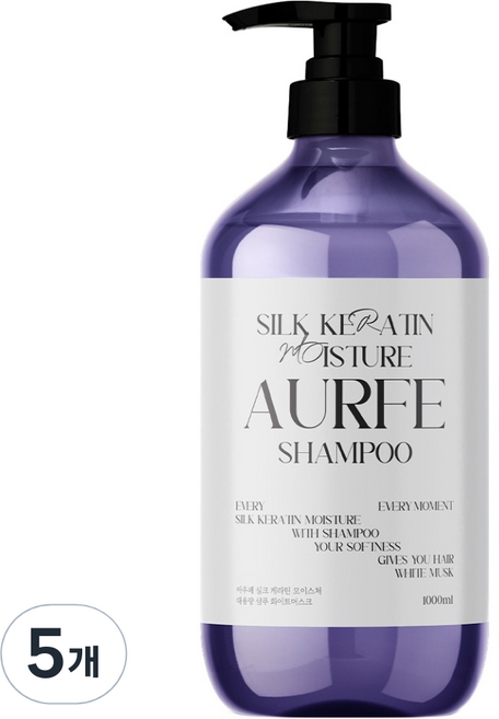 아우페 실크 케라틴 모이스처 샴푸 화이트머스크향, 5개, 1L