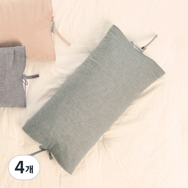 누리홈 내추럴파우더 순면 끈 메밀베개, 그린, 4개