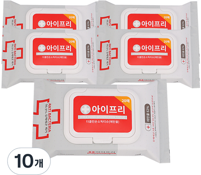 아이프리 더 클린 손소독 티슈 캡형, 20개입, 10개