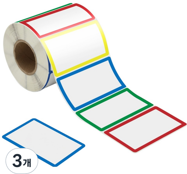 세븐집 라벨스티커 견출지 롤타입, 혼합색상, 150개입, 3개