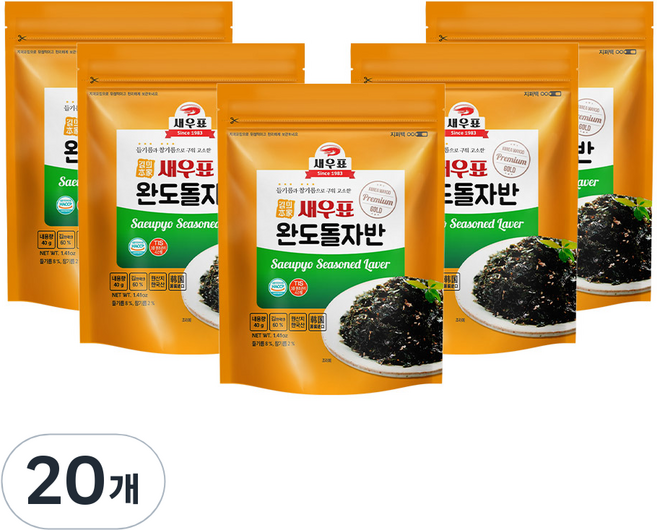 새우표 완도 고소한 돌자반, 40g, 20개