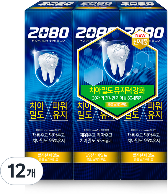 2080 파워쉴드 골드 스피아민트 치약, 120g, 12개