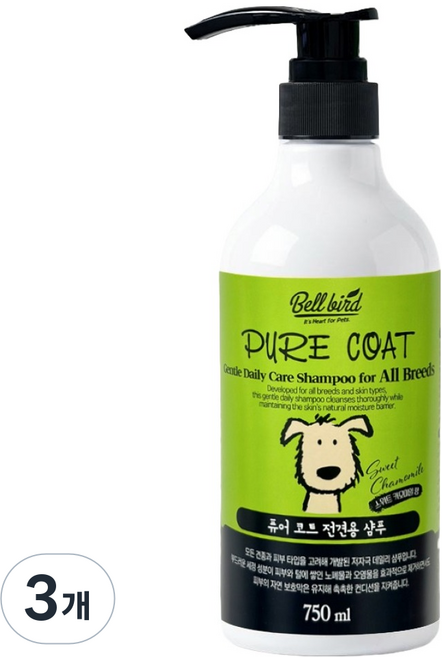 벨버드 퓨어코트 전견용 샴푸, 750ml, 1개입, 3개