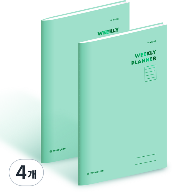 모노그램 16WEEKS 위클리 플래너 MG-0048, 멜로디 그린, 4개