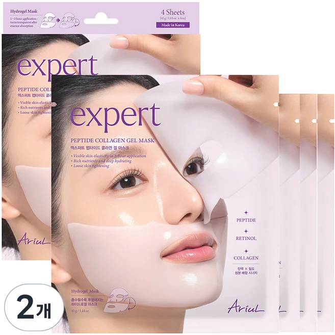 아리얼 엑스퍼트 펩타이드 콜라겐 레티놀 겔 마스크, 4개입, 2개 - 쿠팡