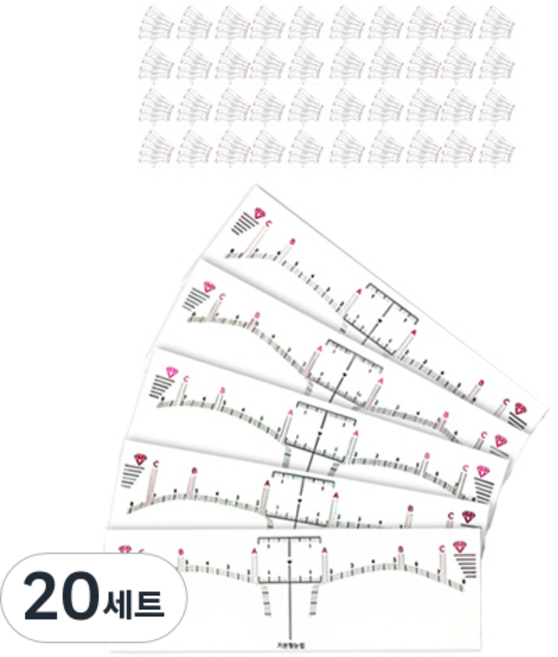 반영구 눈썹 디자인용 스티커 자 5종 세트, 혼합형, 20세트