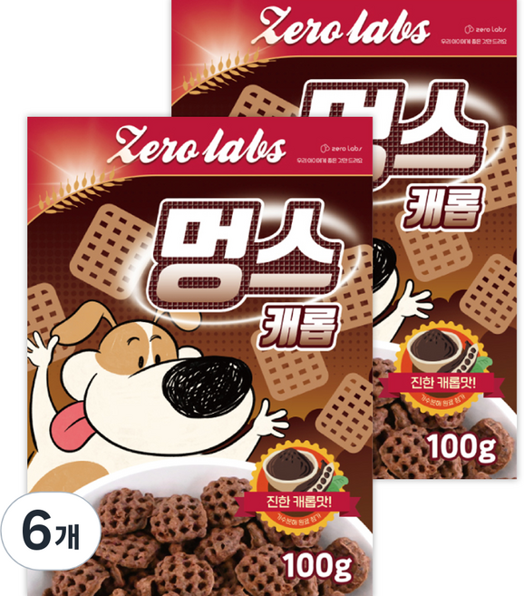 제로랩스 강아지용 시리얼 멍스, 캐롭 맛, 100g, 6개