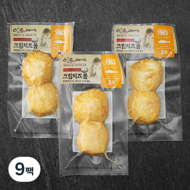 고래사어묵 크림치즈볼, 90g, 9팩